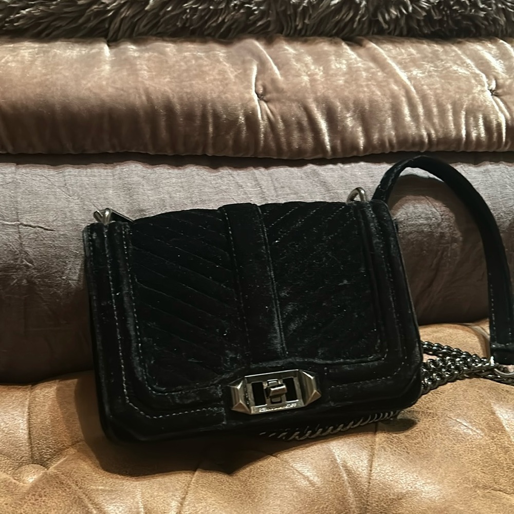 REBECCA MINKOFF Chevron Quilted Love Velvet Crossbody Bag with Gunmetal Hardware